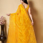 Vamsee Yellow Organza Saree - Swadesiicart