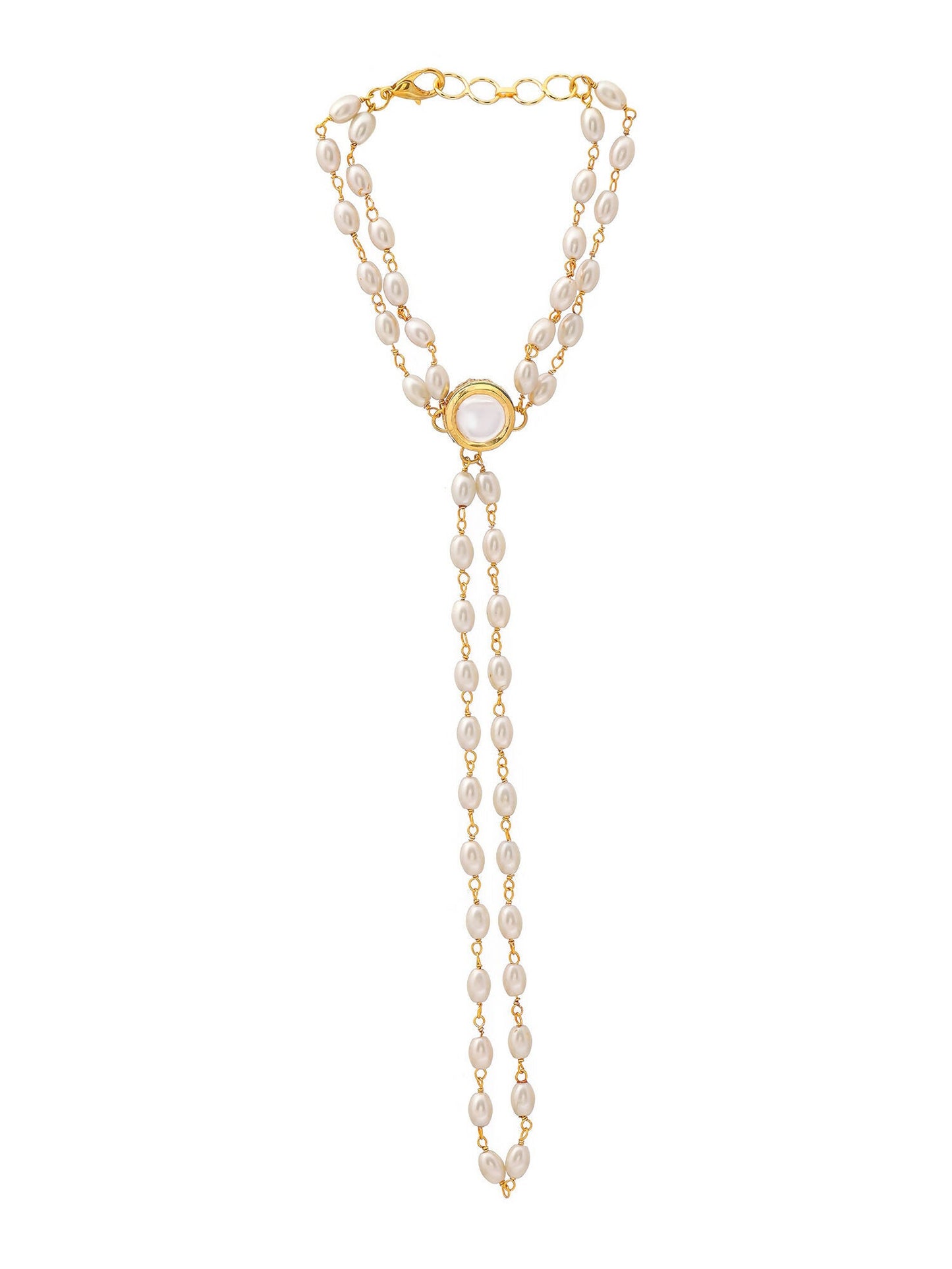 Ruby Raang Gold Kundan & Pearl Haath Phool | Swadesiicart