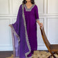 Partywear Designer ViscoseWine Stitched Suit With Dupatta - Tanisha | Swadesiicart