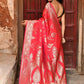 Joban Fashion Red Soft Pure Handloom Banarasi Silk Saree | Swadesiicart
