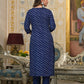Partywear Designer Blue cotton Stitched Suit With Dupatta - Tanisha | Swadesiicart