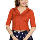 Aastha Fashion Women's Women's Orange Art Silk Button Readymade Blouse