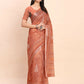 Shree Shyam Fashion Linen Cotton Rust Saree