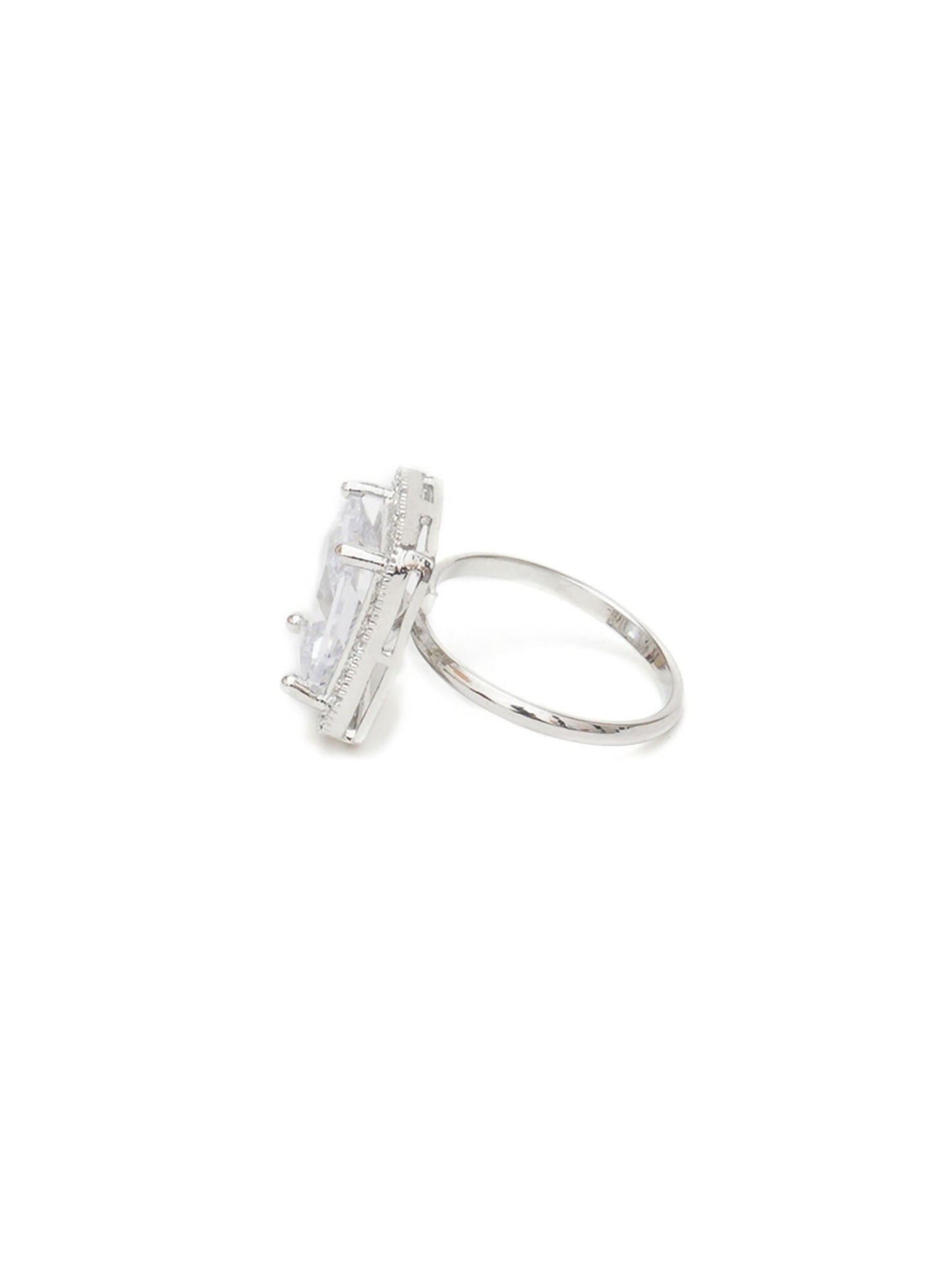white stone ring (silver) - Ruby Raang | Swadesiicart
