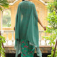 Janasya Green Georgette Floral Top Bottom Cape | Swadesiicart