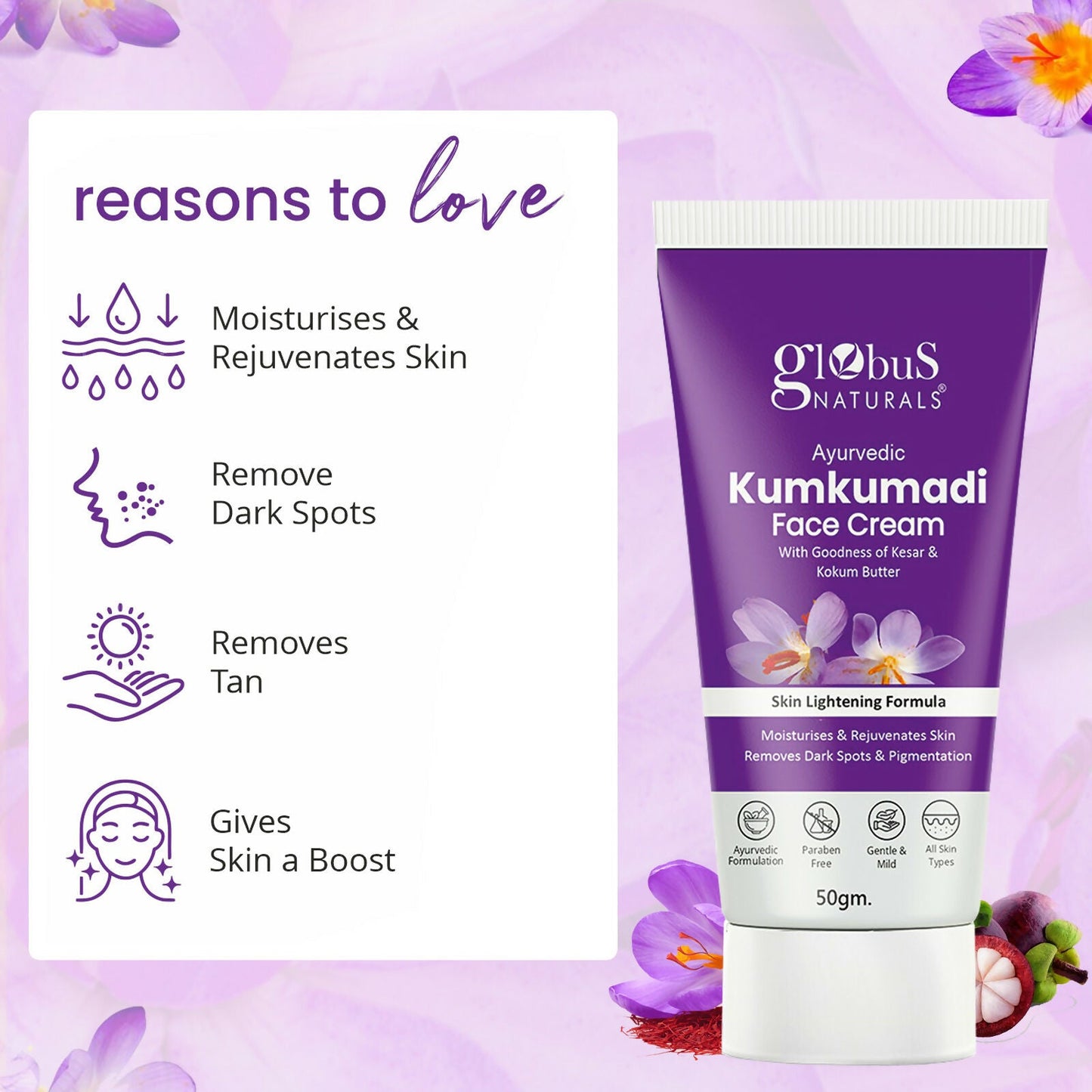 Globus Naturals Ayurvedic Kumkumadi Skin Lightening Face Cream | Swadesiicart