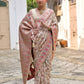 Vishnu Weaves Women's Cream Silk Woven Saree with Blouse - Swadesiicart