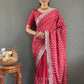 Vastranavya Pink Chinnon Silk Embroidery Multi Sequence & Arco Cut Work Ready to Wear Saree | Swadesiicart
