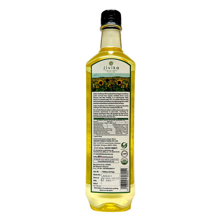 Jivika Naturals Cold Pressed Organic Sunflower Oil - Swadesiicart