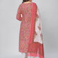NOZ2TOZ Women's Pink Cotton Kurta & Pant With Dupatta- (3pcs set) - Swadesiicart