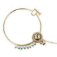 Gold-Polished White Green Kundan-Studded Pearl Beaded Nosepin - Ruby Raang | Swadesiicart