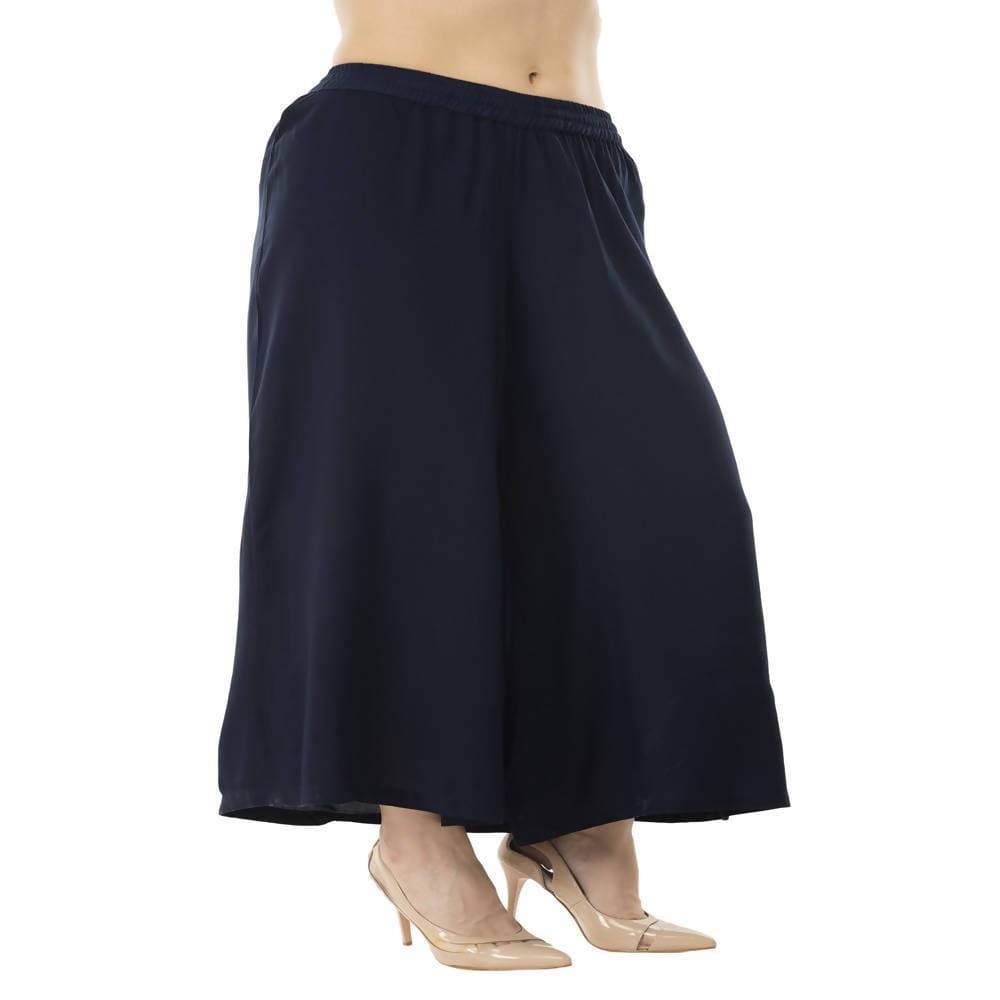 Lagi Women's Navy Blue Solid Palazzo (PLZ01B) | Swadesiicart