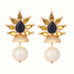 Nuyug 22K Gold Plated Pearl & Crystal Studded Contemporary Floral Stud Earrings | Swadesiicart