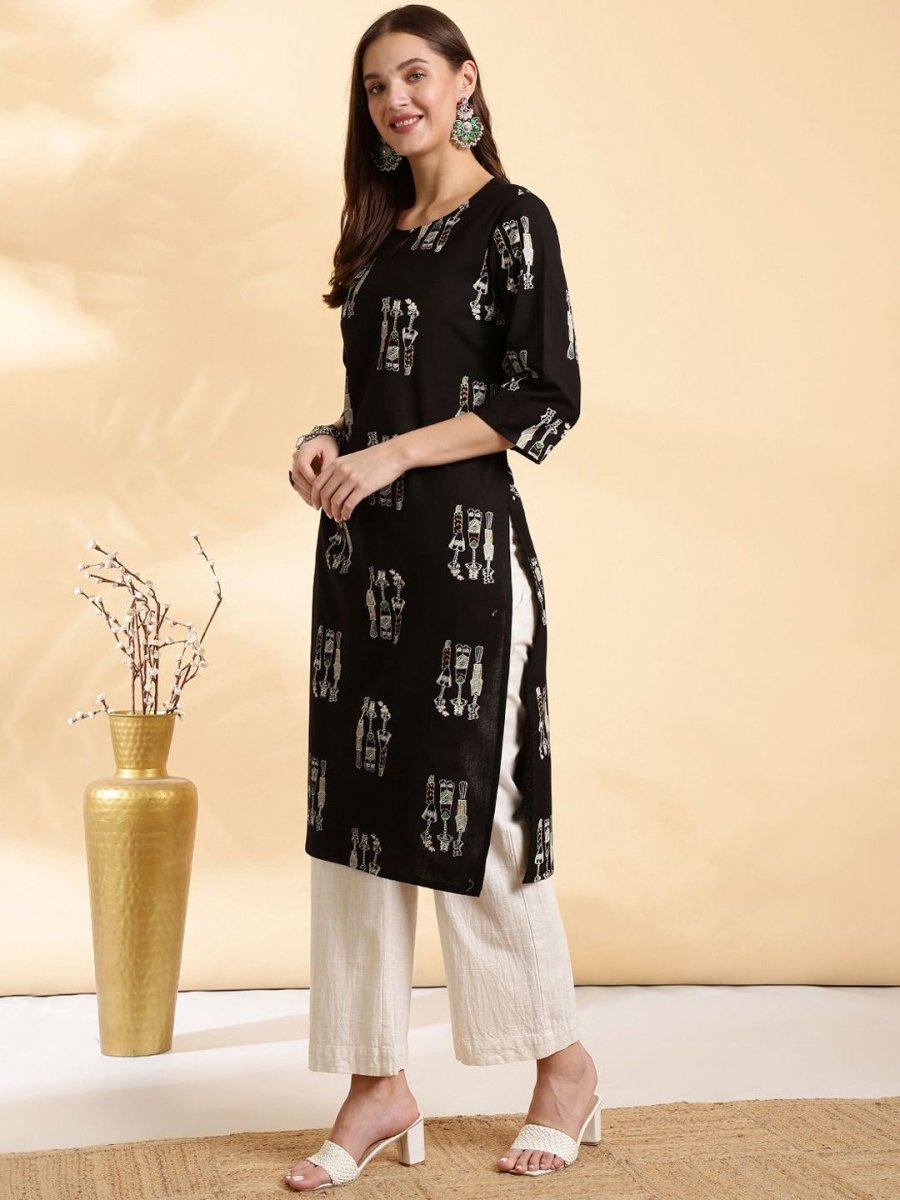 Anouk Women Printed Thread Work Kurta - Swadesiicart