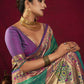 Vishnu Weaves Women's Rama Paithani Silk Saree with Blouse - Swadesiicart