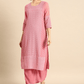 Anouk Women Pink Chikankari Embroidered Kurta with Palazzos | Swadesiicart