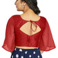 Aastha Fashion Women's Women's Red Art Silk Umbrella Sleeves Readymade Blouse