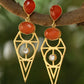 Joban Fashion Women Red Stone Matte Gold Earrings | Swadesiicart