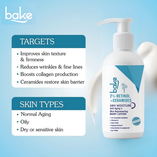 Bake 2% Retinol + Ceramides Body Lotion | Swadesiicart