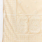 Beige Organza Geometric Embroidered Saree with Unstitched Blouse Piece - Roozal