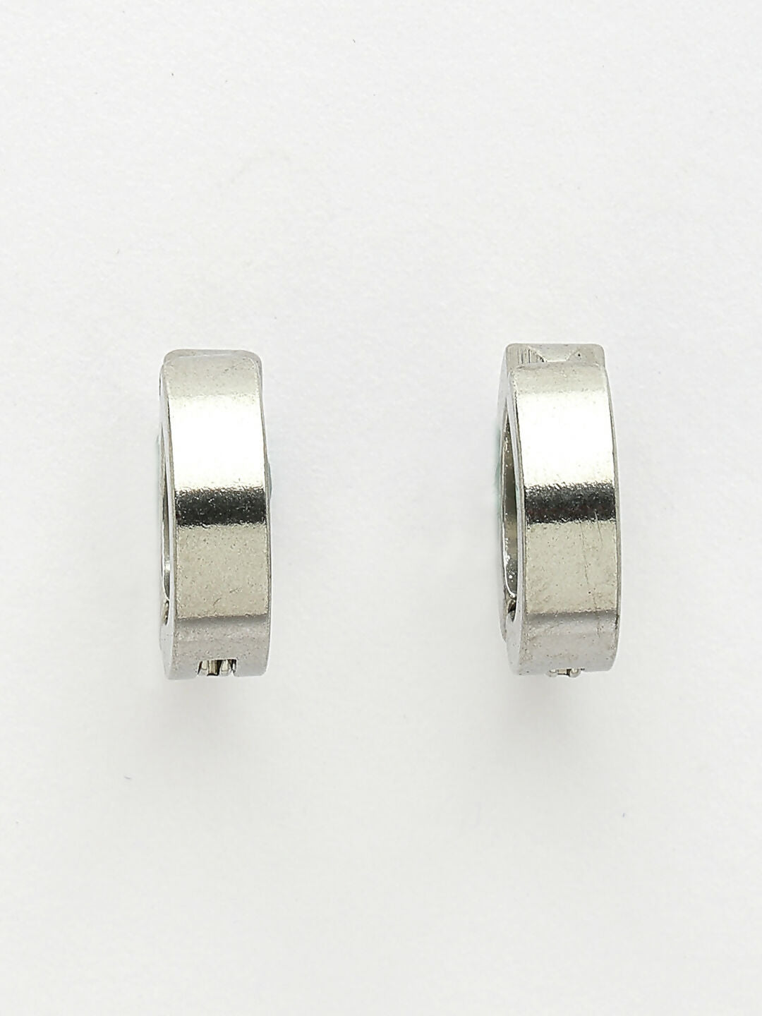 NVR Men's Set of 2 Multicolor Rhodium-Plated Stainless Steel Hoop Earrings - Swadesiicart