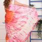 Very Much Indian Handmade Tie And Dye Cotton Saree By Women Weavers - Orange Pink | Swadesiicart