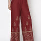 Aniyah Rayon Maroon Color Block Print Flared Slip-On Palazzo (AN-213K)