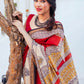 Zibaa Hand-Blocked Pure Maheshwari Silk Red Saree | Swadesiicart