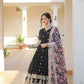 Jyoti Fashion Women's Black Faux Georgette Sequins Zari Embroideredy Anarkali Dress with Dupatta | Swadesiicart