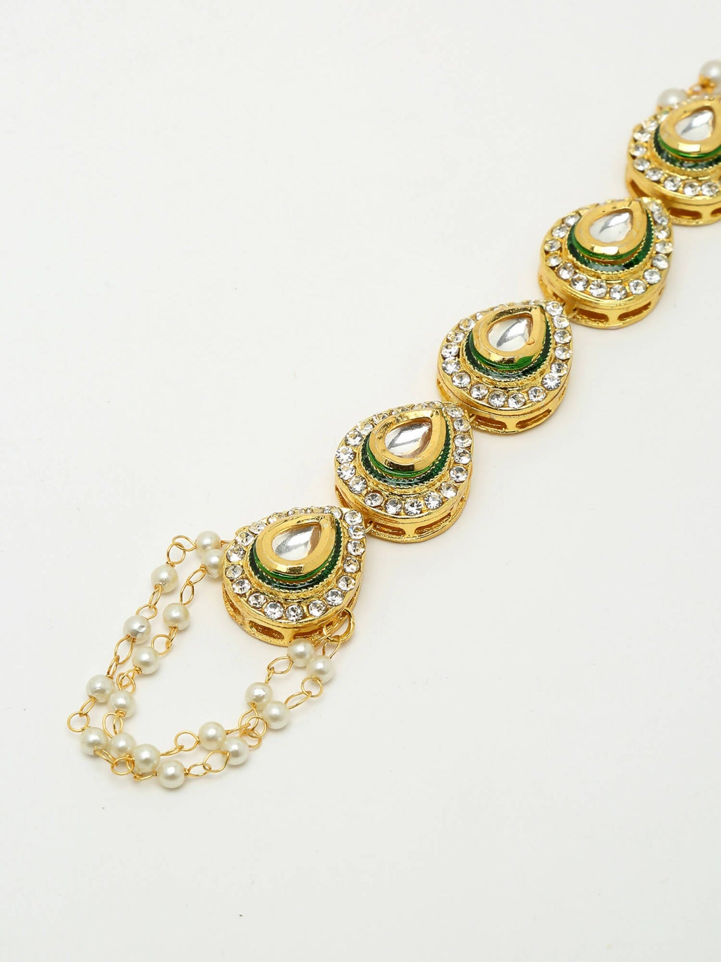 Kundan Hand Harness Set Of 2 - Ruby Raang - Swadesiicart