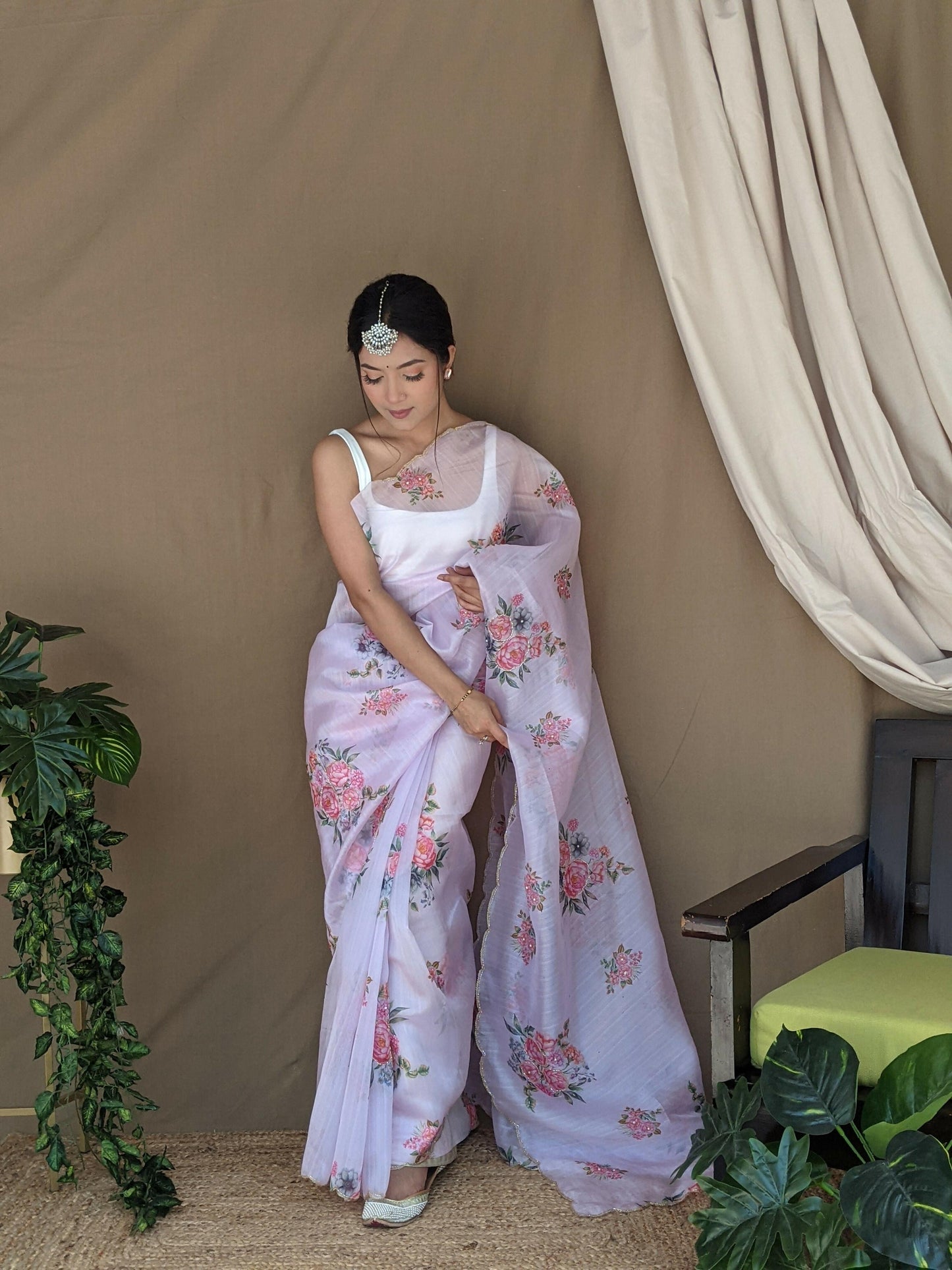 Vamsee Khadi Khatali Pink Khadi Organza Saree - Swadesiicart