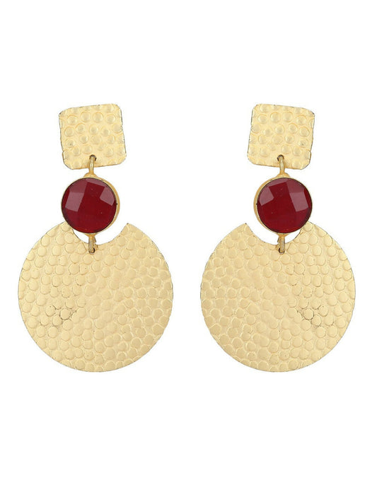 Joban Fashion Women Round Shape Matte Gold Earrings | Swadesiicart