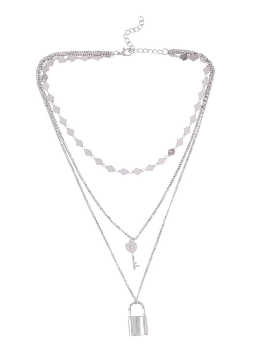NVR Women's 3 Layered Silver-Plated Minimal Layered Necklace | Swadesiicart
