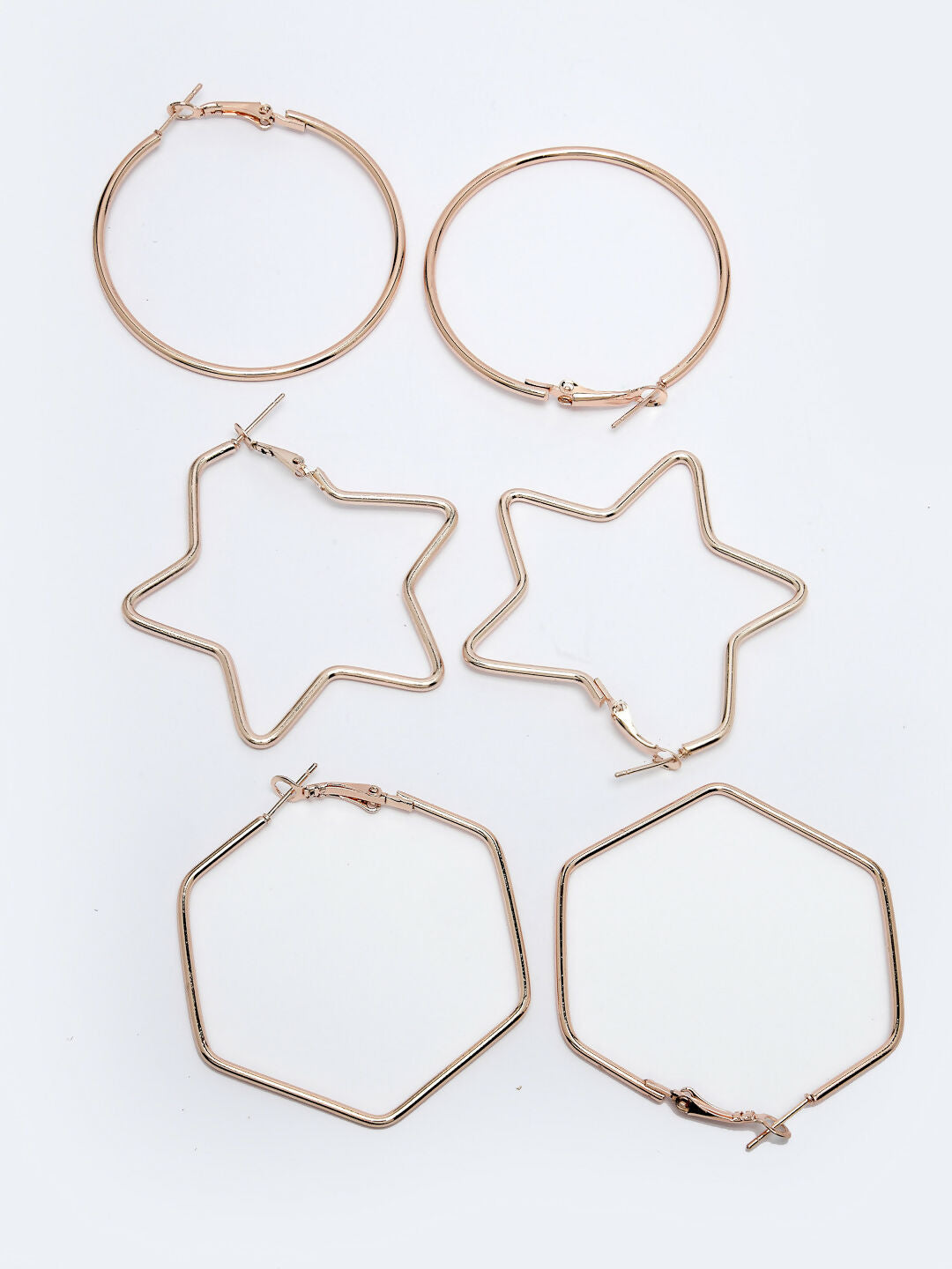 NVR Women Gold-Toned Geometric Hoop Earrings | Swadesiicart