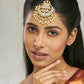 Nuyug 22K Gold-Plated Pearls & Pink Kundan Studded Statement Maang Tikka Head Jewellery | Swadesiicart