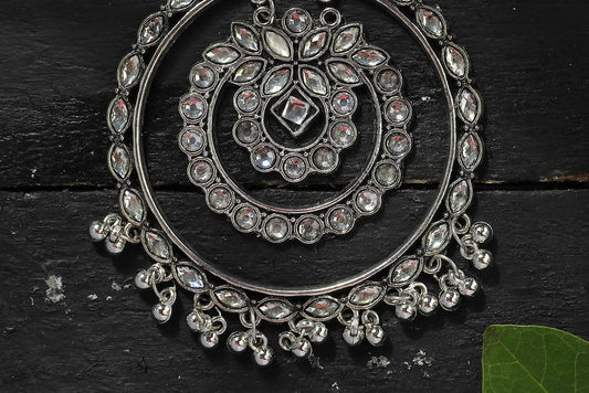 Mominos Fashion Johar Kamal Women's White Kundan Circles Earrings - Swadesiicart