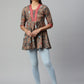 Ahalyaa Women Brown Cotton Digital Printed Tunic | Swadesiicart