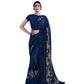 Blue Lycra sequence Saree with Unstitched Blouse Piece - Norita Elaura