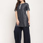 Ahalyaa Women's Blue Rayon Foil Print Top With Palazzo Set | Swadesiicart