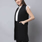Even Apparels Black Polywool Open Front Women's Long Coat PW668 | Swadesiicart