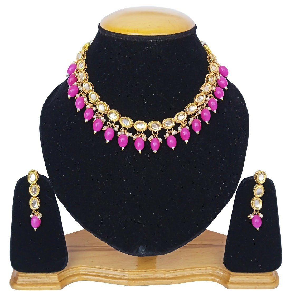 Joban Fashion pink kundan work Necklace Set | Swadesiicart