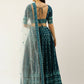House of Panchhi Women Teal Georgette Sequins Work Lehenga & Blouse with Dupatta | Swadesiicart