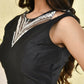 Amodini Designer Studio Net Neck Black Sleeveless Padded Blouse