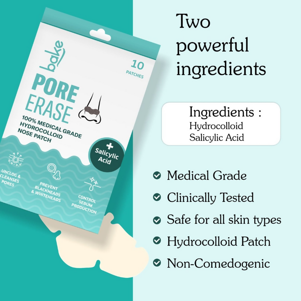 Bake 2% Salicylic Acid Pore Erase Nose Strips | Swadesiicart