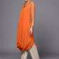 Ahalyaa Women Orange Ethnic Motifs Printed Crepe Cowl Kurta | Swadesiicart