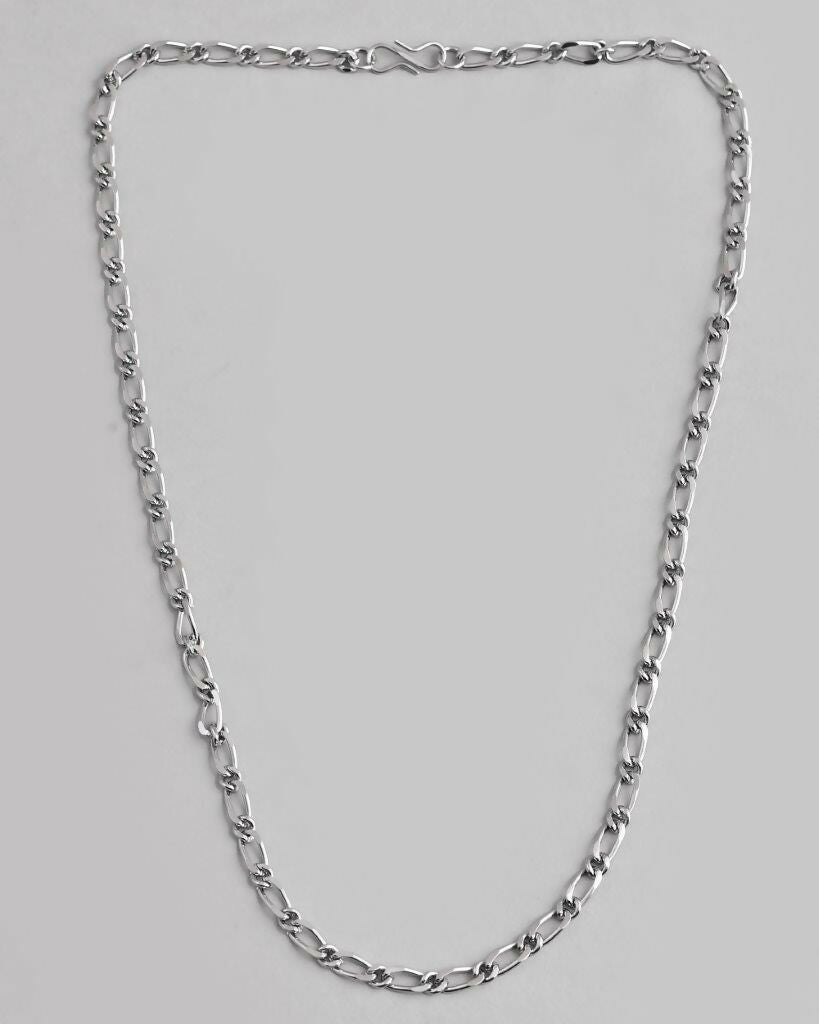 VOJ Men Silver Plated Stainless Steel Cuban Link Chain | Swadesiicart