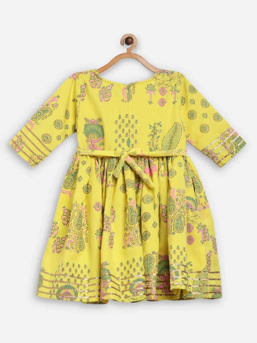 Ahalyaa Mustard Rayon Printed Kids Kurta Palazzo Sets For Kids For Girls | Swadesiicart