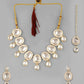 VOJ Kundan Studded Silver Plated White Color Jewellery Set with MaangTikka - Swadesiicart