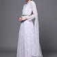 Ahalyaa Women Blue & White Floral Fit & Flare Maxi Ethnic Dress | Swadesiicart
