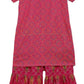 Ahalyaa Magenta Cotton Printed Kids Kurta Sharara Set With Dupatta For Girls | Swadesiicart